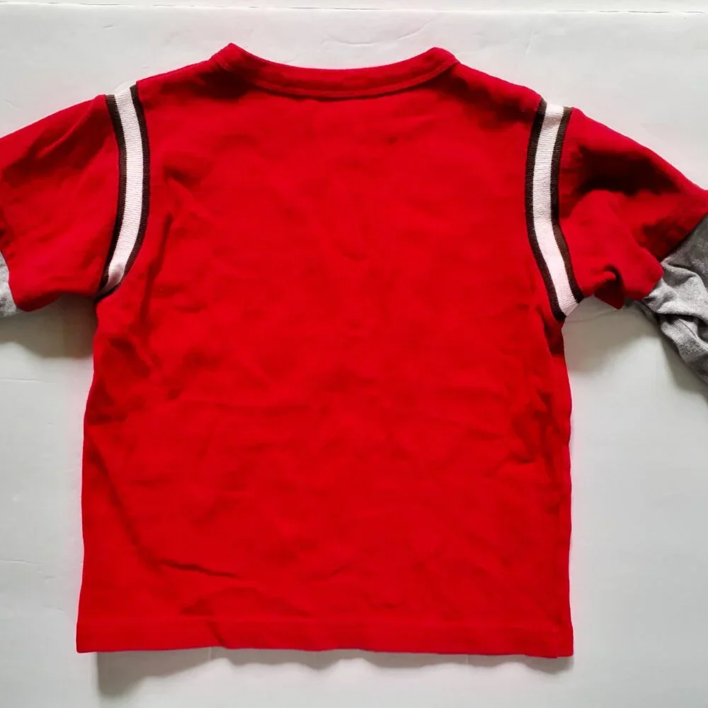 Carter's Boys T-Shirt Red Gray Long Sleeve Record Breaker 4T